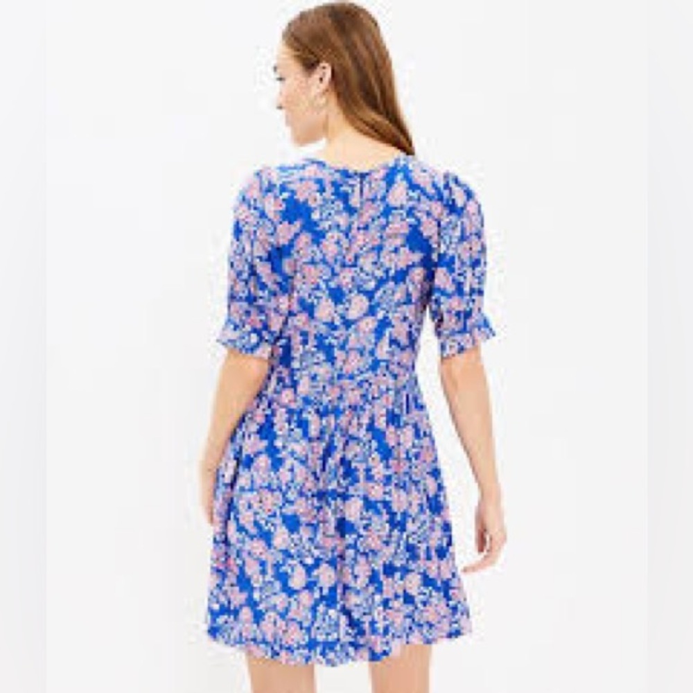 NWT, LOFT Women’s Size 14 Scoop Neck Puff Sleeve Swing Floral Print - Picture 2 of 13